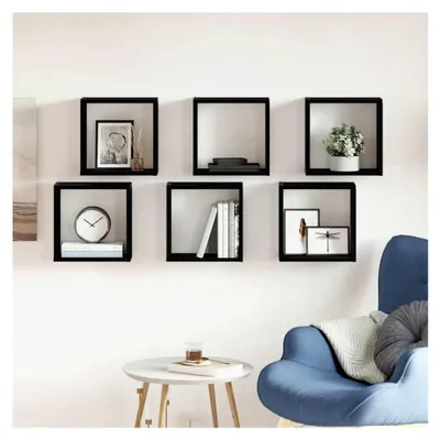 Produktbild von Würfel-Wandregale 6 Stück Schwarz Eichen-Optik 30x15x30 cm