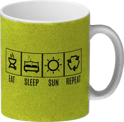 Produktbild von Eat, sleep, SUN, repeat Glitzer-Kaffeebecher Auf der Suche nach einem