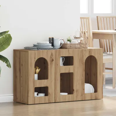 Immagine prodotto di vidaXL Mobile bar ELST, impiallacciato in legno artigianale effetto quercia, 100 x 35 x 59 cm, materiale composito di legno