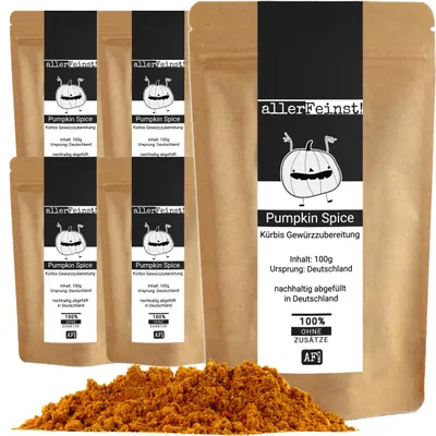 Produktbild von Premium Pumpkin Spice - Hochwertige Kürbis Gewürzzubereitung für Pumpkin Pie, Kürbissuppe, Ofenkürbis und vieles mehr - 5 x 100g