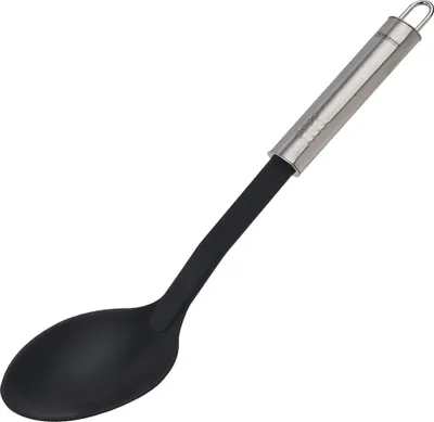 Produktbild von Fackelmann Servierlöffel 31 cm OVALGRIFF, Vorlegelöffel für beschichtete Pfannen und Töpfe, Küchenhelfer aus hochwertigem Edelstahl und Kunststoff (Farbe: Silber/Schwarz)