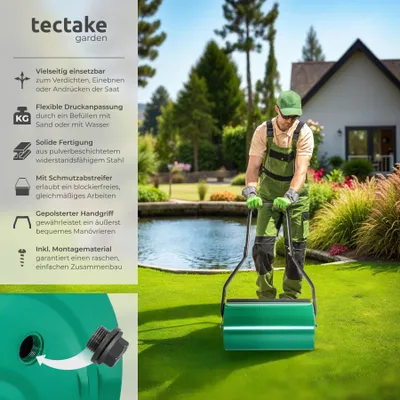 Produktbild von tectake® Rasenwalze Breite 60 cm gepolsterter Handgriff