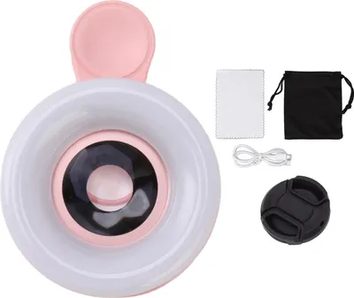 Immagine prodotto di Fotocamera del telefono con obiettivo macro 15x e mini clip -Luce anulare da 2800 a 6500K per la fotografia -Registrazione video rosa