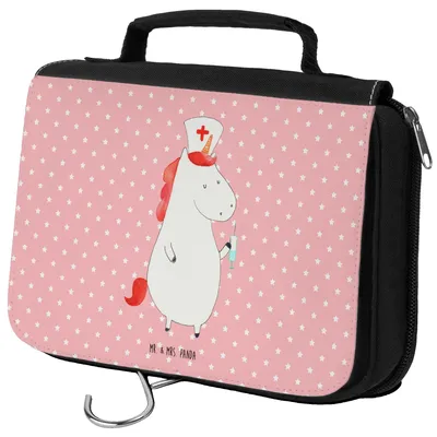 Produktbild von Mr. & Mrs. Panda Waschbeutel Einhorn Krankenschwester - Rot Pastell - Geschenk, kosmetiktäschchen, Kulturbeutel, Krankenpfleger, Ärztin, Krankenhaus, badtasche, Unicorn