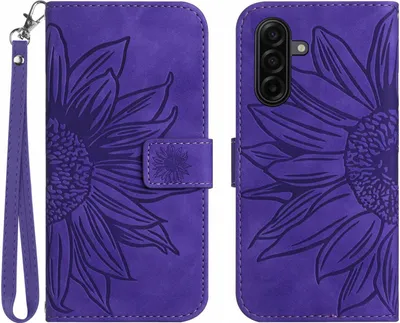 Produktbild von Samsung Galaxy A57 Hülle - Coverup Sonnenblume Klapphülle mit Schlüsselband - Lavendel