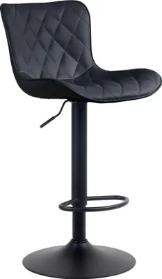 Image de Tabouret de bar à haut dossier - Assise exclusive - Réglable & pivotant à 360° | Couleur : noir | Matière : Similicuir