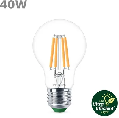 Produktbild von Philips Filament-Lampe, transparent, 40 W, A60 E27 x 3, 2,3 W, 40 W, E27, 485 lm, 50000 h