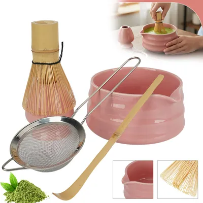 Produktbild von Matcha Besen Set, Matcha Set Rosa 5-Teiliges, Japanisches Matcha Tee Set für Matcha-Liebhaber