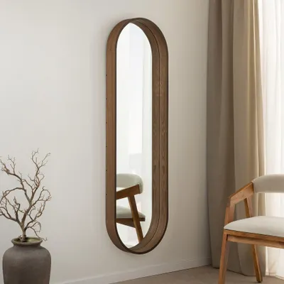 Produktbild von riess-ambiente Ovaler Wandspiegel PORTRAIT 165cm braun in Walnussholz-Design Ganzkörperspiegel
