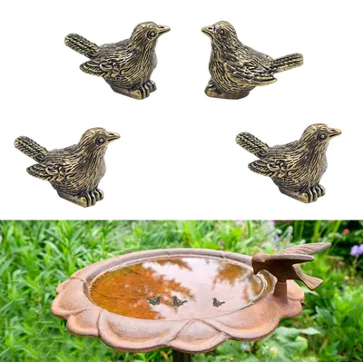 4 Messing-Vogelfiguren, 2,7x2 cm, für Vogeltränken