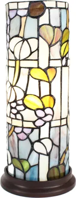 Image de Clayre & Eef Lampe de table Tiffany Ø 15x36 cm Bleu Blanc Verre