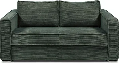 Produktbild von 3-Sitzer-Express-Schlafsofa aus Cord in Flaschengrün - Schlafbereich mit 140 cm breiten Latten - 14 cm breite Matratze - LORETO