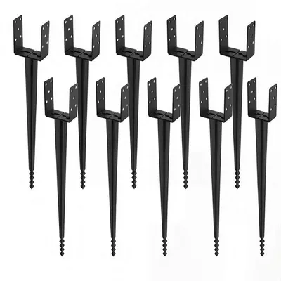 Produktbild von Eikuavons 10x U-Pfostenträger zum Einschlagen 700 mm, 100-165mm Verstellbar Einschlaghülse Bodenhülse Pfostenanker, 2 mm Stahl pulverbeschichtet, für Gartenzaun Pergola Carport