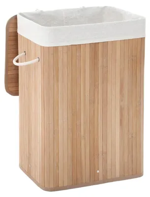 Immagine prodotto di Cesto per la biancheria in bambù – Sacco per la biancheria in cotone – Traspirante – 40 x 60 x 30 cm