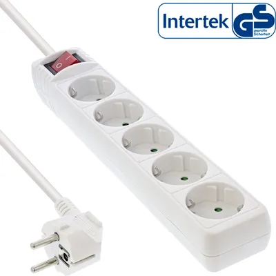 Produktbild von InLine® Steckdosenleiste, 5-fach Schutzkontakt, weiß, 1,5m