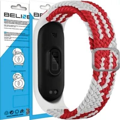 Produktbild von Beline Mi Band 7/6/5 Textil Rot/Weisses Band