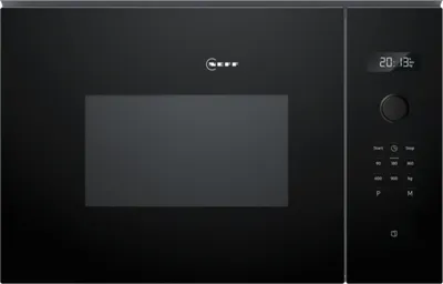 A black built-in microwave oven.
