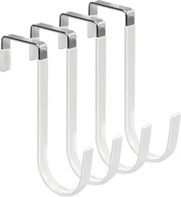Produktbild von Türhaken-Set 4-teilig, weiß, Edelstahl, gummierte Haken
