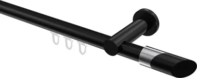 Produktbild von Interdeco Innenlaufstange / Gardinenstange mit Innenlauf Schwarz, Typ Platon Verano (Schräge Bicolor), 20 mm Ø 1-läufig, 440 cm