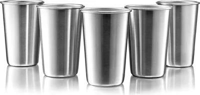 Produktbild von Pintbecher aus Edelstahl – stapelbare Pintbecher für unterwegs – Metallbecher zum Trinken im Freien – 500 ml wiederverwendbare Stahlbecher – 5er-Pack