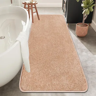 Immagine prodotto di Tappetino da bagno, 50 x 120 cm, antiscivolo, in microfibra, color beige, per il bagno