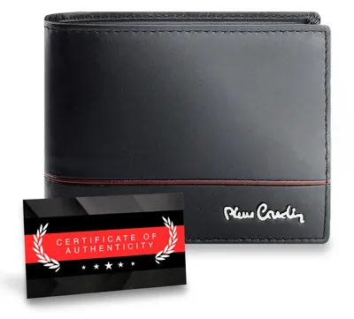 Zdjęcie produktu dla Pierre Cardin portfel męski skóra naturalna czarny RFID 12x9 cm certyfikat