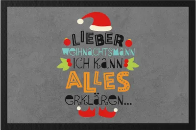Produktbild von Lieber Weihnachtsmann Ich kann Alles Erklären Fußmatte Weihnachten Weihnachtsmann Advent Heilig Abend Beichte