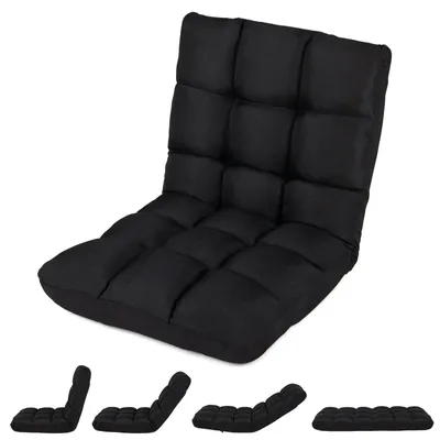 Immagine prodotto di Poltrona reclinabile COSTWAY, poltrona da pavimento imbottita, cuscino da pavimento con schienale, sedia da meditazione, sedia da finestra, colore nero corvo