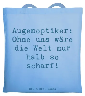 Produktbild von Mr. & Mrs. Panda Jutebeutel Spruch Augenoptiker Schärfe - Sky Blue - Geschenk, Beratung, Tote Bag, Schultasche, Berufe, kreative Geschenke, Beruf, Shopping Tasche