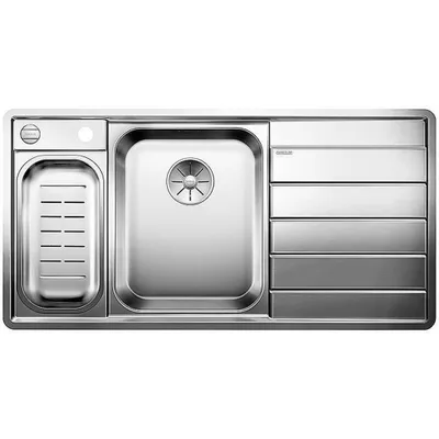 Produktbild von BLANCO Axis III 6 S-IF - Spüle - Glatter Edelstahl - 1 1/2 Schüssel - gerader Abfluss - selbstentleerend - ohne Siph - Glasplatte - Untertasse aus Edelstahl