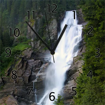 Produktbild von Wallario Design Wanduhr Wasserfall aus Echtglas, Größe 30 x 30 cm
