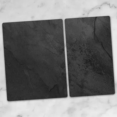 Produktbild von Glas-Herdabdeckplatten Glaskeramikkochfeld-Abdeckung Spritzschutz Glas 70x52 schwarzer Stein