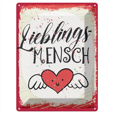 Produktbild von Blechschild Wandbild in : Brillante Farben, Größe 30 x 40 cm Motiv Blechschild Spruch Lieblingsmensch Herz Engel 30x40cm