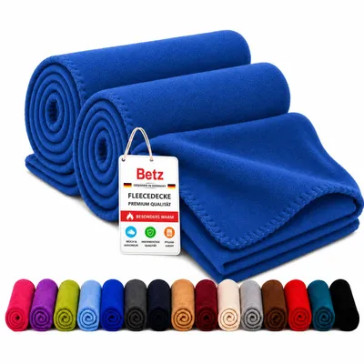 Produktbild von Betz Fleecedecke 2 Stück 130x170 cm 180g/m² – Wohndecke & Kuscheldecke – Flauschige Sofadecke als Tagesdecke – Leicht, wärmend & pflegeleicht – blau, KI-generiertes Bild