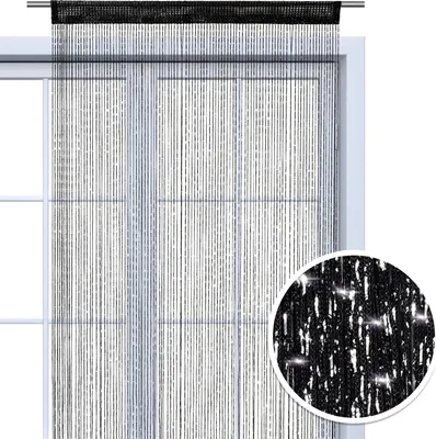 Produktbild von Fadenvorhang mit Polyester schwarz-silber