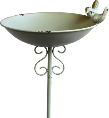 Produktbild von Vogeltränke auf Stab aus Metall H=98,5 cm grau Vogelbad Tränke Vogelfutterschale
