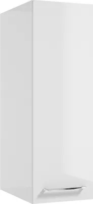Produktbild von Hängeschrank, 45 cm tief, in weiß Hochglanz mit Metallgriff in chrom MESSINA-107, B/H/T: ca. 30/90/45 cm