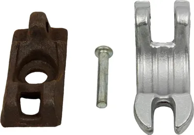 Produktbild von GeZu Impex® Halbkupplung lose Komponenten 48 mm, Oberteil und Niet verzinkt, Unterteil roh, Gerüstkupplung lose, Gerüstschelle lose