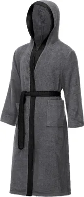 Produktbild von Ladeheid Herren Frottee Bademantel aus 100% Baumwolle LA40-190 (Dunkelgrau-12/Schwarz-30, XXL)