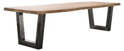 Image de Table à manger FURNLUX en bois d'acacia et noir 300 cm / Couleur principale : marron / Dimensions : 300 x 77 x 100 cm