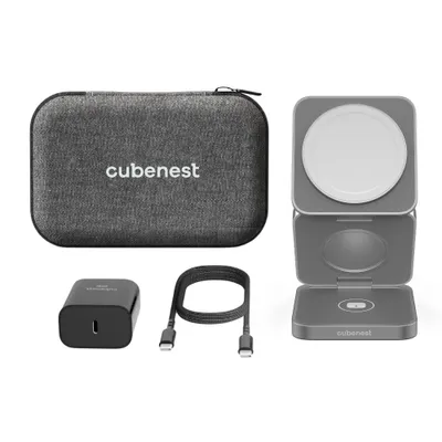 Obrázok produktu pre Cubenest 3v1 Skladacia bezdrôtová kompatibilná nabíjačka Magsafe S312 Pro Grey