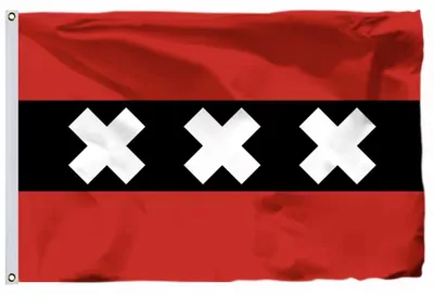 Immagine prodotto di Bandiera di Mokum – Bandiera di Amsterdam – Tre croci rosse – Bandiera di Amsterdam – Tre croci di Sant'Andrea – 150/90 cm – Poliestere – CHPN