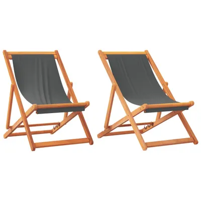 Produktbild von vidaXL Strandstühle 2 Stk. Klappbar Grau Stoff