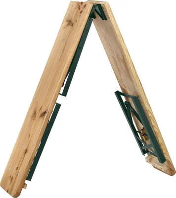 Produktbild von Juskys Bierzeltgarnitur 3-teilig Biertischgarnitur mittig klappbar 220 cm - Gartenmöbel Set aus Tannenholz Biertisch Bierbänke Festzeltgarnitur Natur