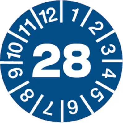 Produktbild von Dreifke® Aufkleber | Prüftetikett 28 blau/weiß - 20 mm Folie selbstklebend, 1...