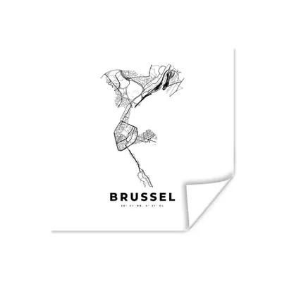 Produktbild von MuchoWow® Poster Belgien - Brüssel - Stadtplan - Karte - Schwarz und weiß - Karte 50x50 cm - Wohnzimmerdekoration