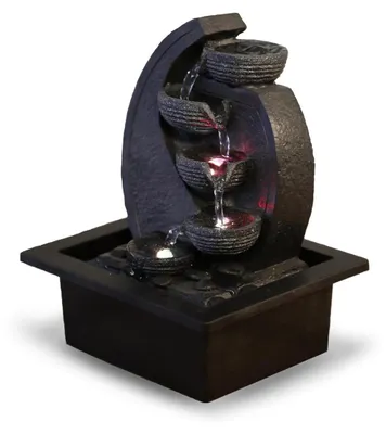 Immagine prodotto di Fontana a cascata zen da tavolo - Con pompa e LED - Nero - 17 x 21 x 26 cm