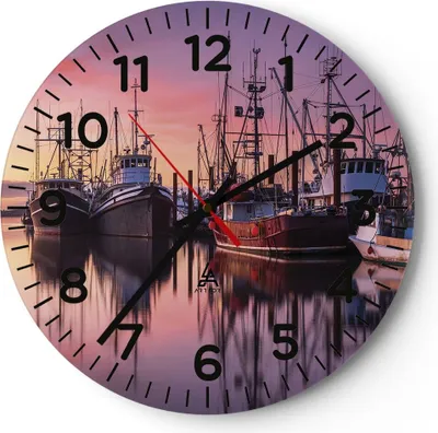 Produktbild von Wanduhr - Rund - Glasuhr - Marina Westen Die Sonne - 40x40cm - Schleichendes Uhrwerk - Lautlos - zum Aufhängen bereit - Dekoration Modern - Wanddekoration aus Glas - C4AR40x40-4645