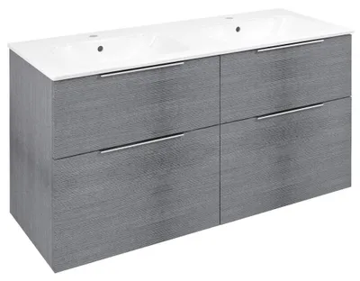 Image de CIRASA armoire sous lavabo avec double lavabo 121x66x46cm, Silbereiche