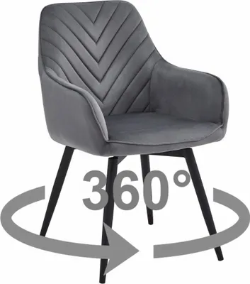 Produktbild von Drehbarer Esszimmerstuhl NANA360 VELVET, dunkelgrau